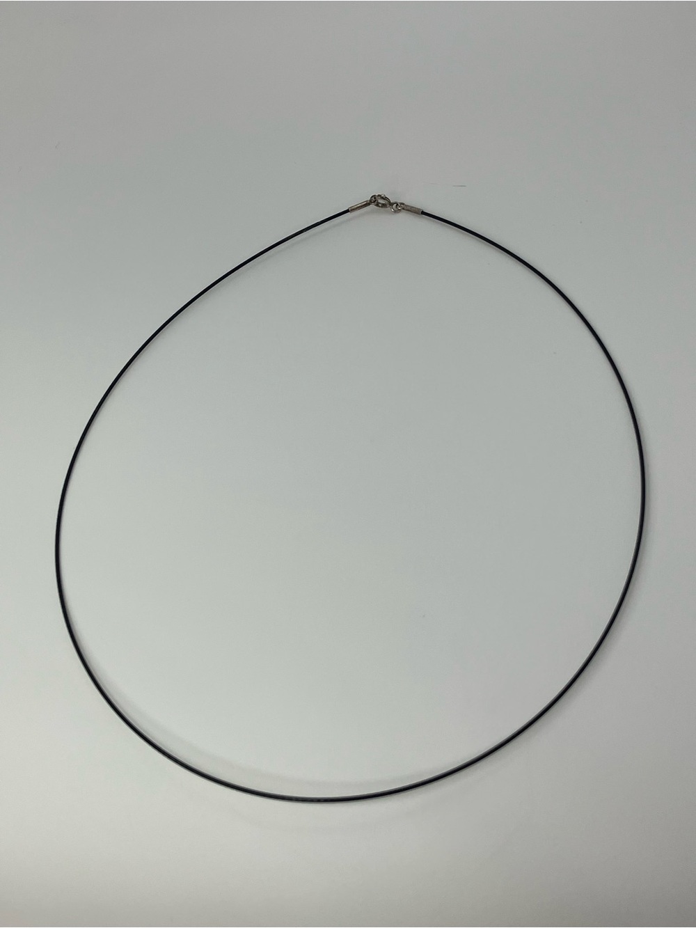 925 Sterling Silver Clasp Minimalist Black Coated Wire Metal Cord Necklace 19” - Picture 3 of 7